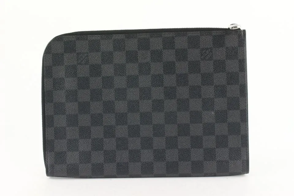 Louis Vuitton Black Damier Graphite Pochette Jour PM Document Bag 574lvs614