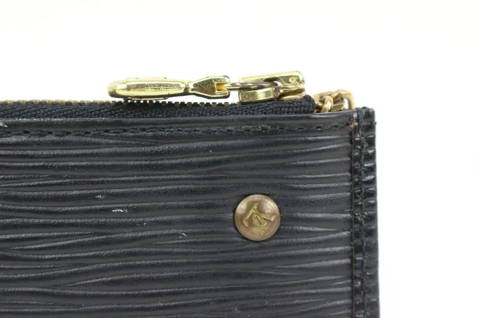 Louis Vuitton Black Epi Leather Noir Pochette Cles Key Pouch s329lk15