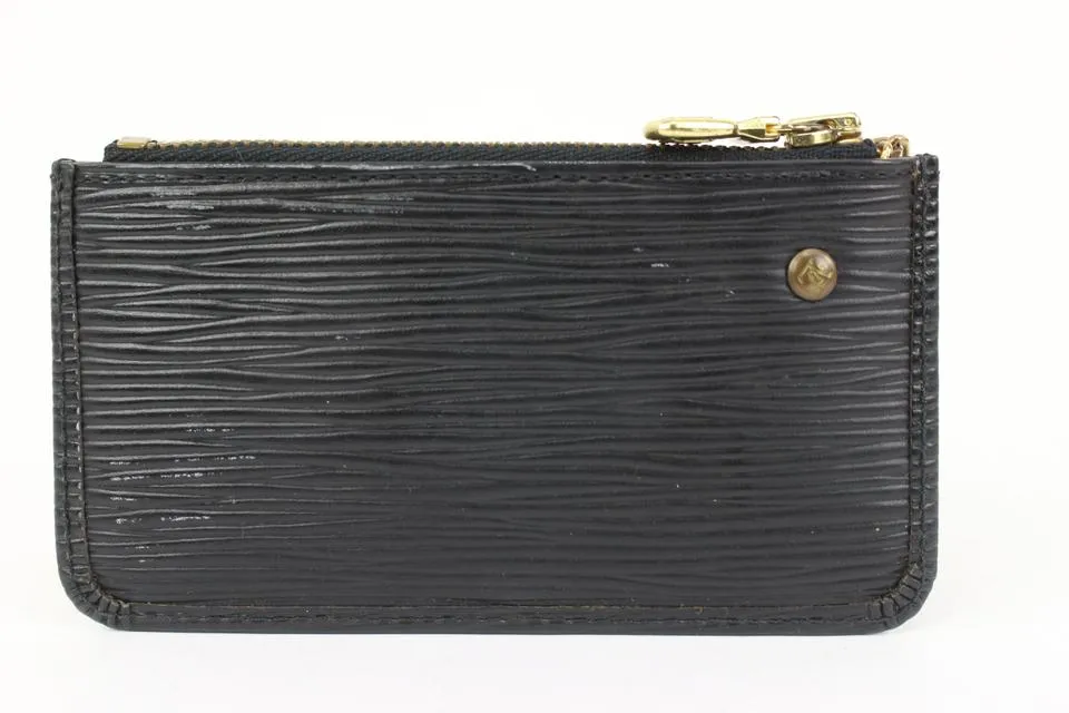 Louis Vuitton Black Epi Leather Noir Pochette Cles Key Pouch s329lk15