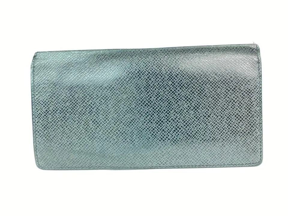 Louis Vuitton Charcoal Black Glacier Taiga Leather Brazza Long Wallet 17LVA1022