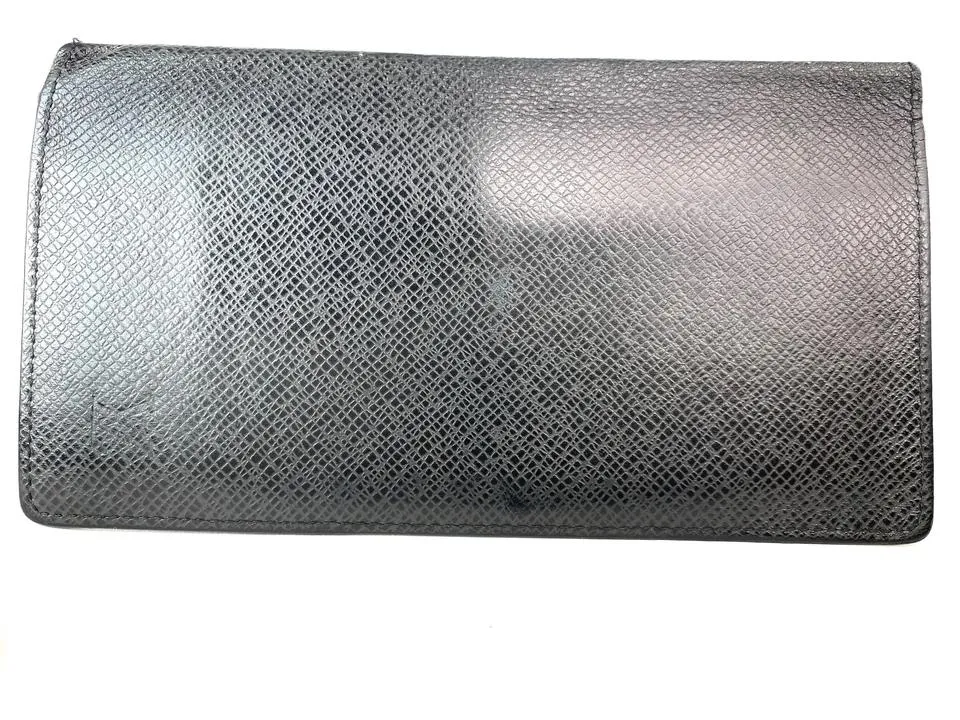 Louis Vuitton Charcoal Black Glacier Taiga Leather Brazza Long Wallet 17LVA1022