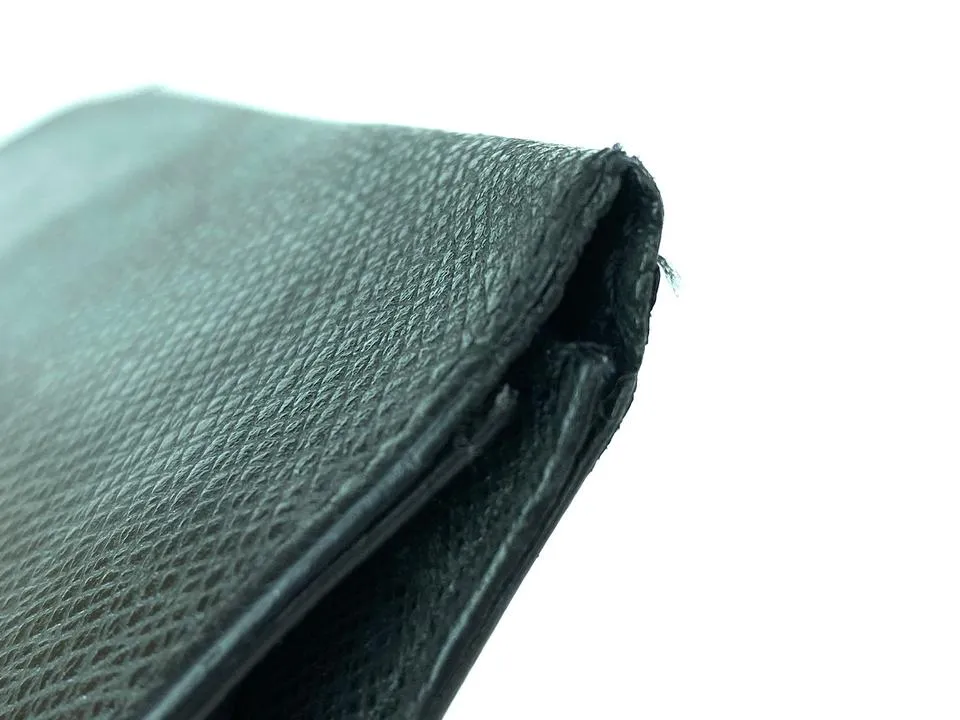 Louis Vuitton Charcoal Black Glacier Taiga Leather Brazza Long Wallet 17LVA1022