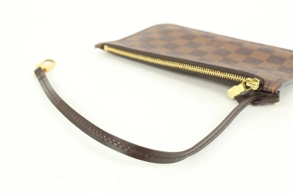 Louis Vuitton Damier Ebene Neverfull Pochette PM Wristlet Pouch 41lk66