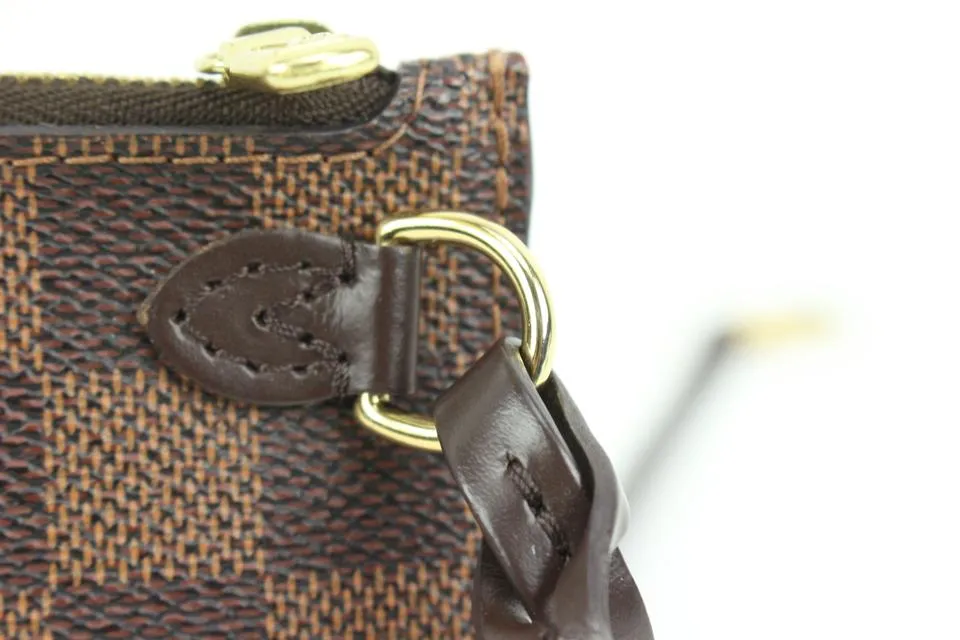 Louis Vuitton Damier Ebene Neverfull Pochette PM Wristlet Pouch 41lk66