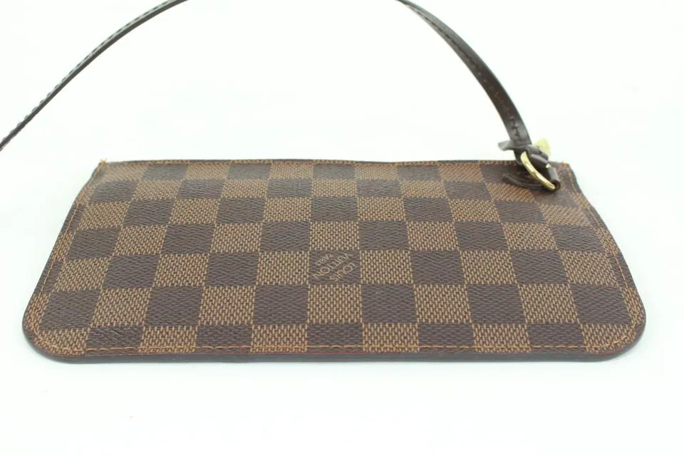 Louis Vuitton Damier Ebene Neverfull Pochette PM Wristlet Pouch 41lk66