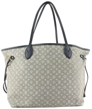 Louis Vuitton Grey x Navy Monogram Idylle Mini Lin Neverfull MM Tote Bag 15LV1104