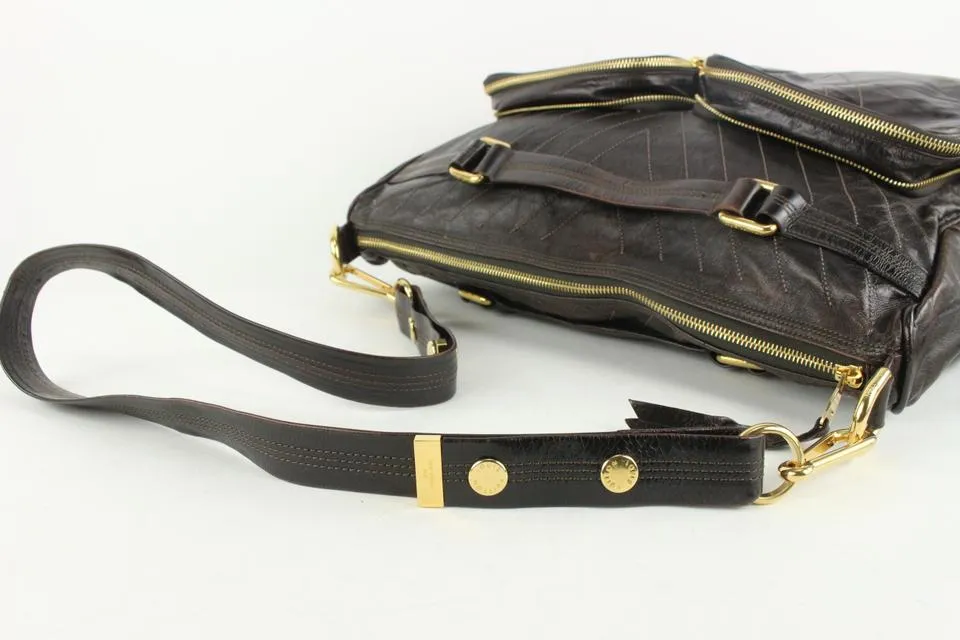 Louis Vuitton Runway Dark Brown Cuir Soana Leather Sac Wash 1LV418a