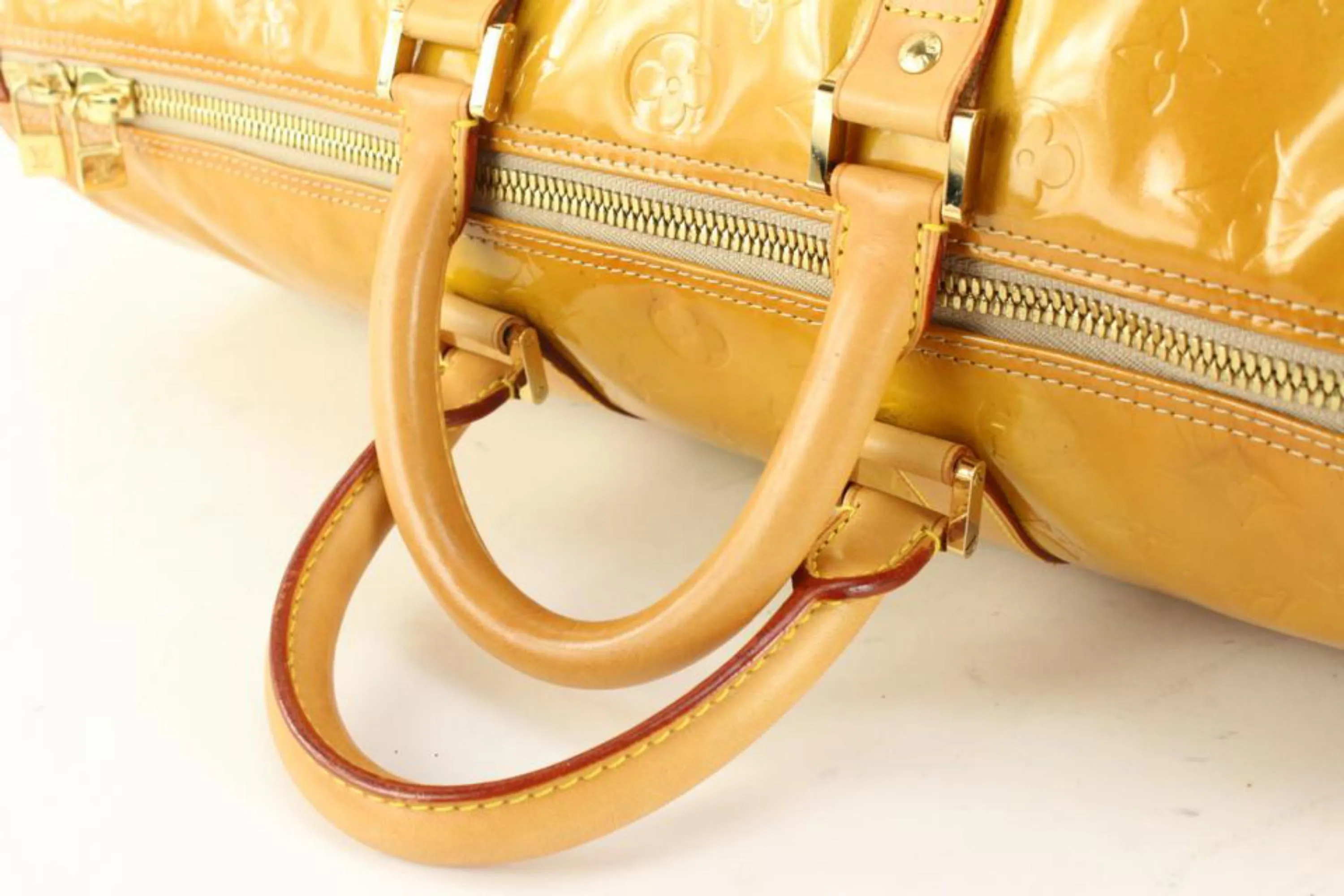 Louis Vuitton Yellow Monogram Vernis Mercer Keepall Duffle Bag 23lz531s