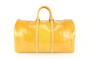 Louis Vuitton Yellow Monogram Vernis Mercer Keepall Duffle Bag 23lz531s