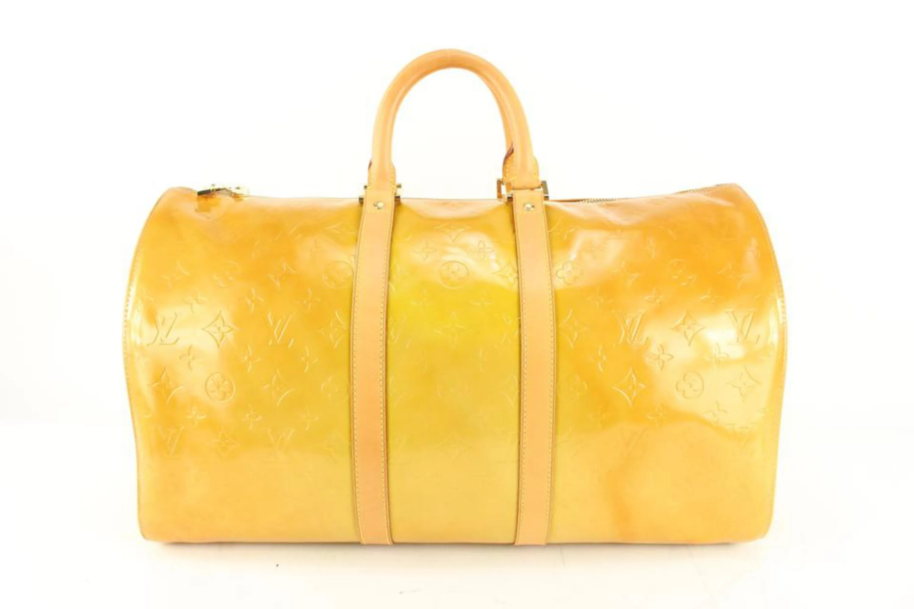 Louis Vuitton Yellow Monogram Vernis Mercer Keepall Duffle Bag 23lz531s