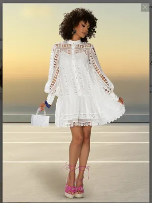 Love The Queen 17547  1PC Dress & Tank Soft Sheer Fabric With Lace Trim In Front And Back