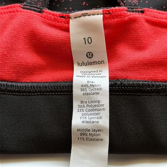 Lululemon Energy Bra Ombré Speckle Thermal Red Size 10