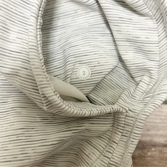 Lululemon White Grey Stripe On The Fly Woven Elastic Waistband Stretch Skirt 2