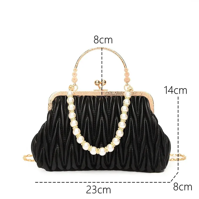 Luxury PU Leather Women Evening Bag Chain Shoulder Messenger Bag Shell Clip Designer Handbag Fashion Purse Party Wedding Clutch