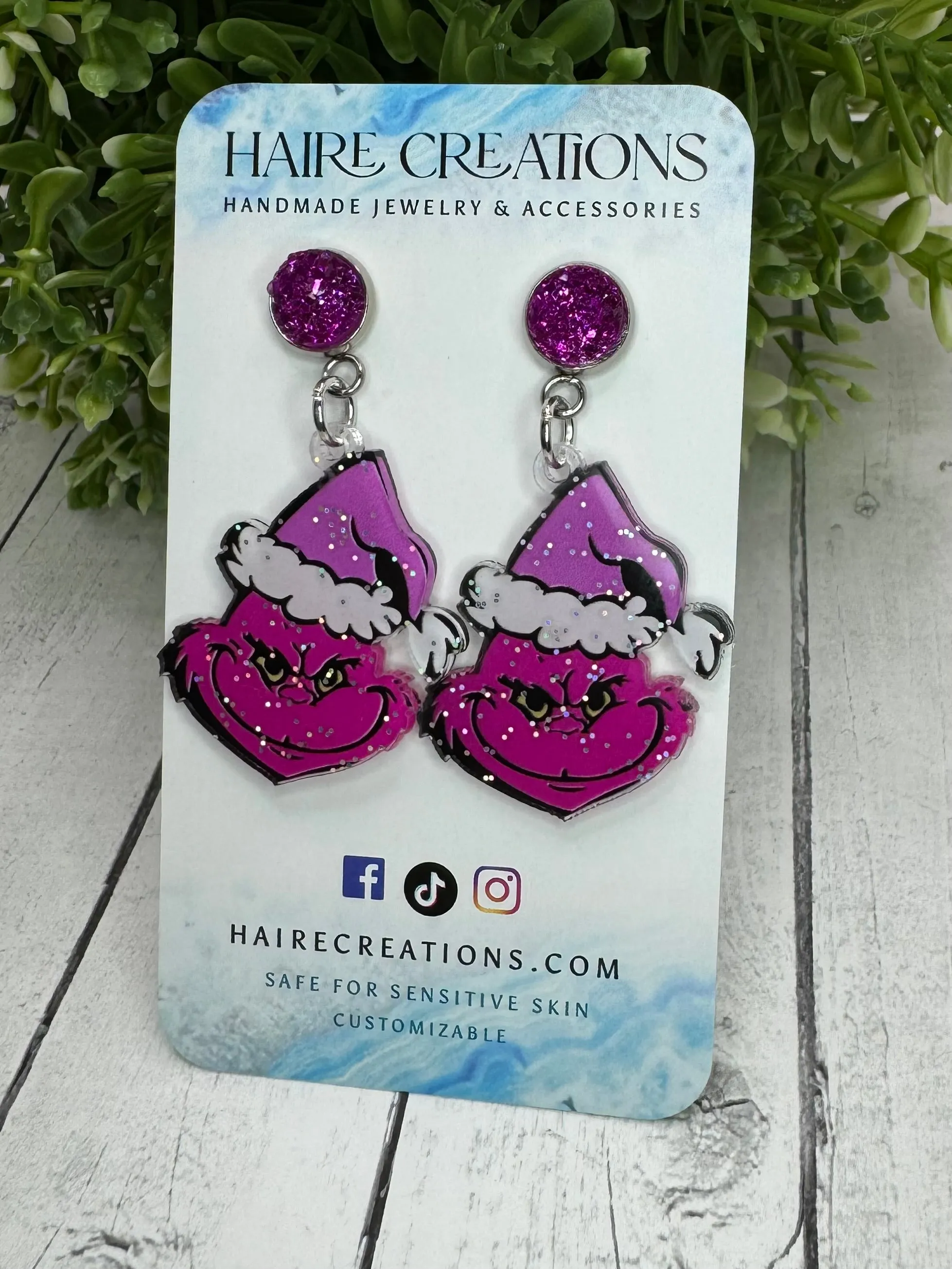 Magenta Grinchy Dangles