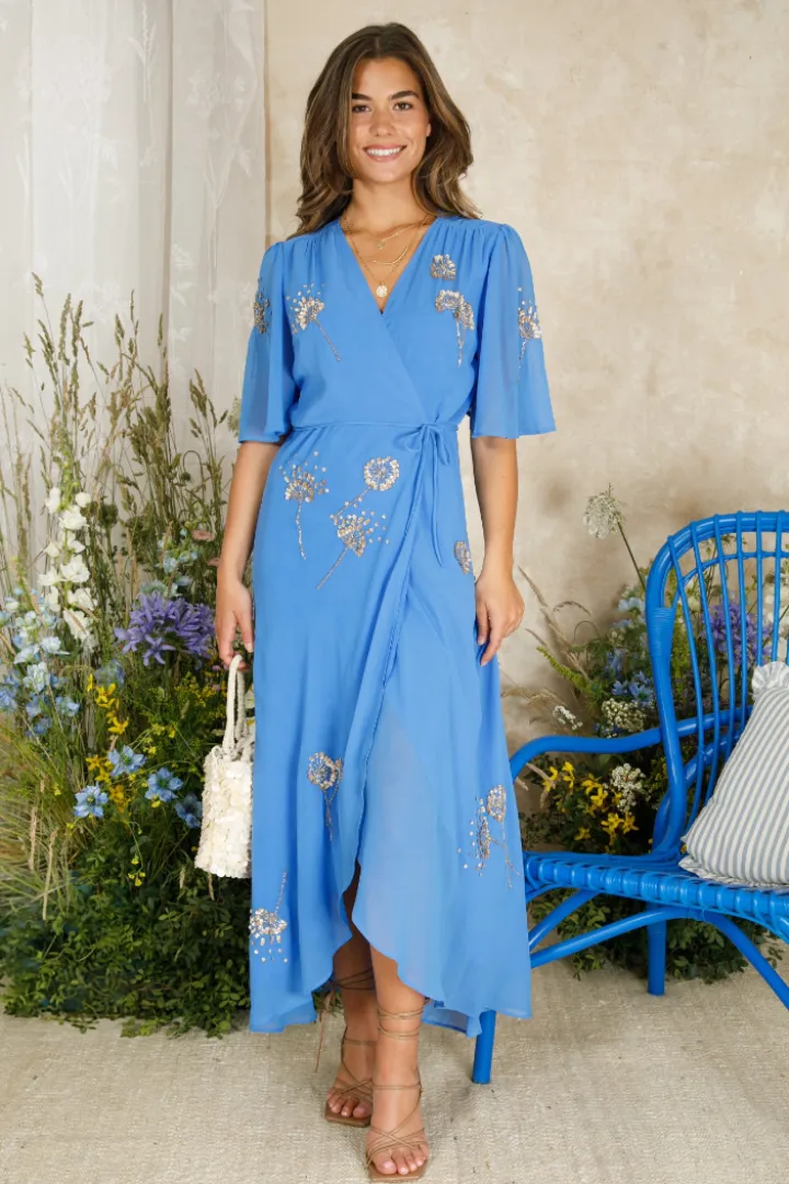 Mallory Embellished Wrap maxi dress