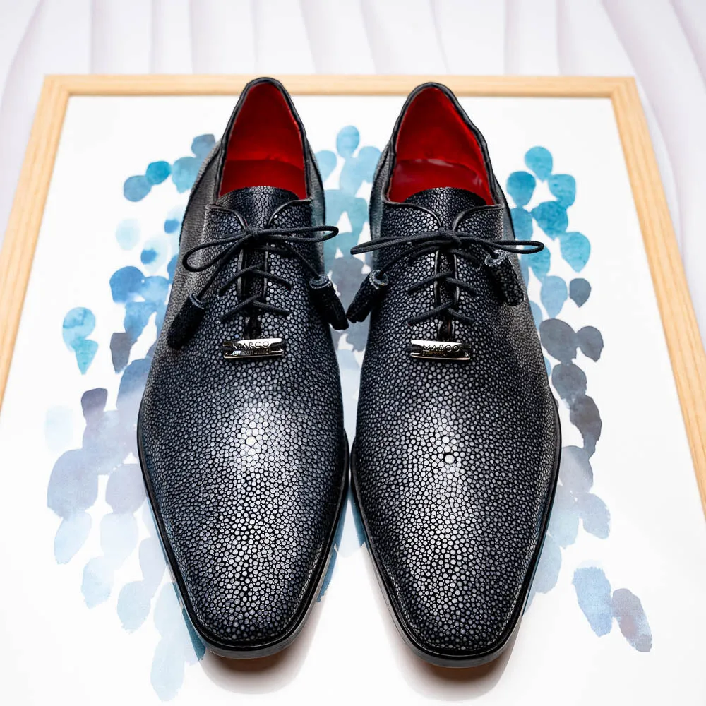 Marco Di Milano Pannuci in Black Stingray Oxford Dress Shoes