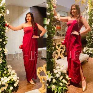 Maroon Lurex Gown