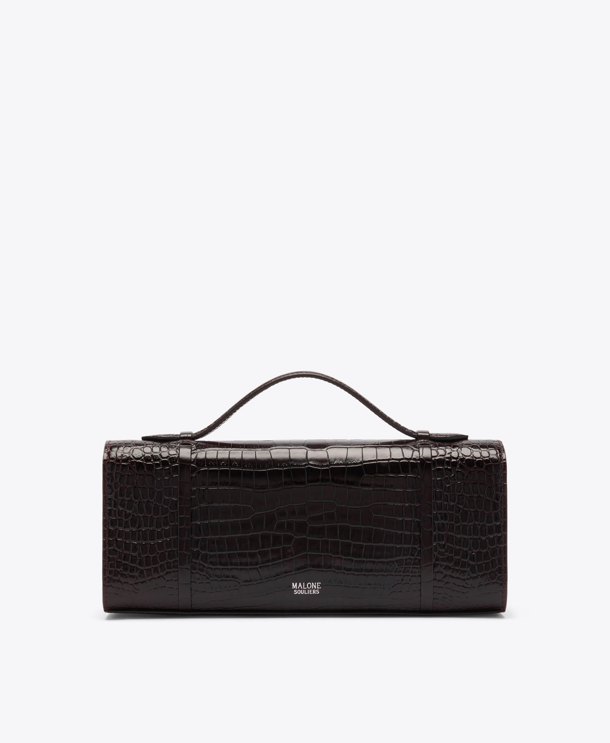 May Dark Brown Embossed Leather Clutch Bag