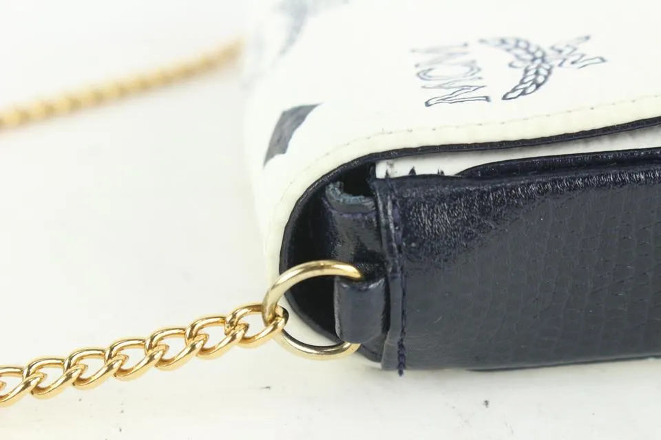 MCM White Monogram Visetos Mini Chain Crossbody Bag 112m3