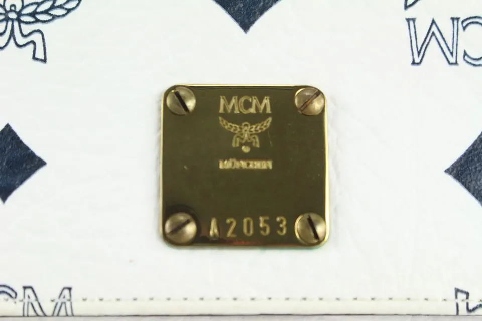 MCM White Monogram Visetos Mini Chain Crossbody Bag 112m3