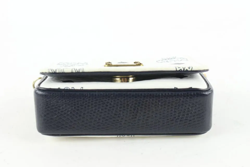 MCM White Monogram Visetos Mini Chain Crossbody Bag 112m3