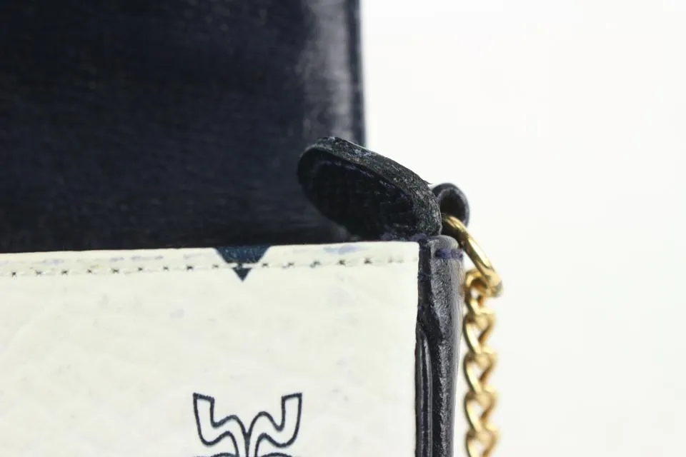 MCM White Monogram Visetos Mini Chain Crossbody Bag 112m3