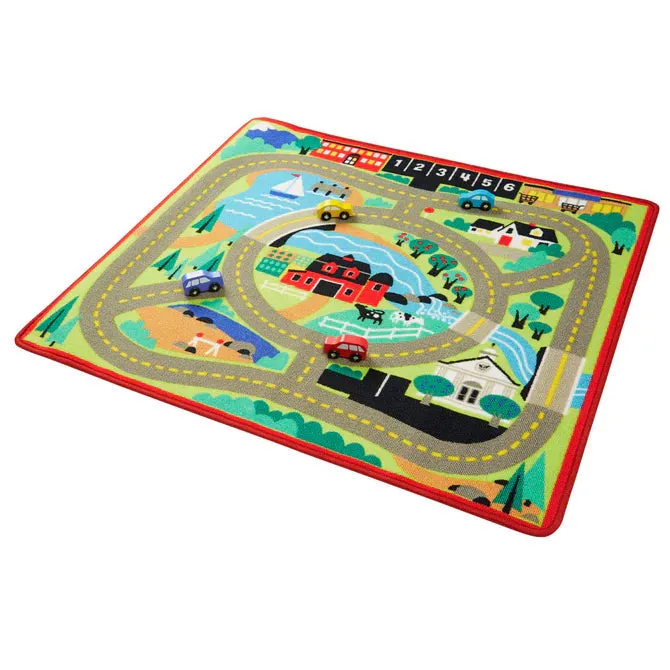 Melissa & Doug Activity Rug - Round the Town Road Rug & Car Set
