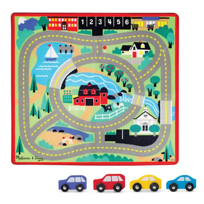 Melissa & Doug Activity Rug - Round the Town Road Rug & Car Set