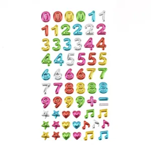 Metallic Balloon Blast Numbers & Symbols Paper Craft Stickers, 61-Piece