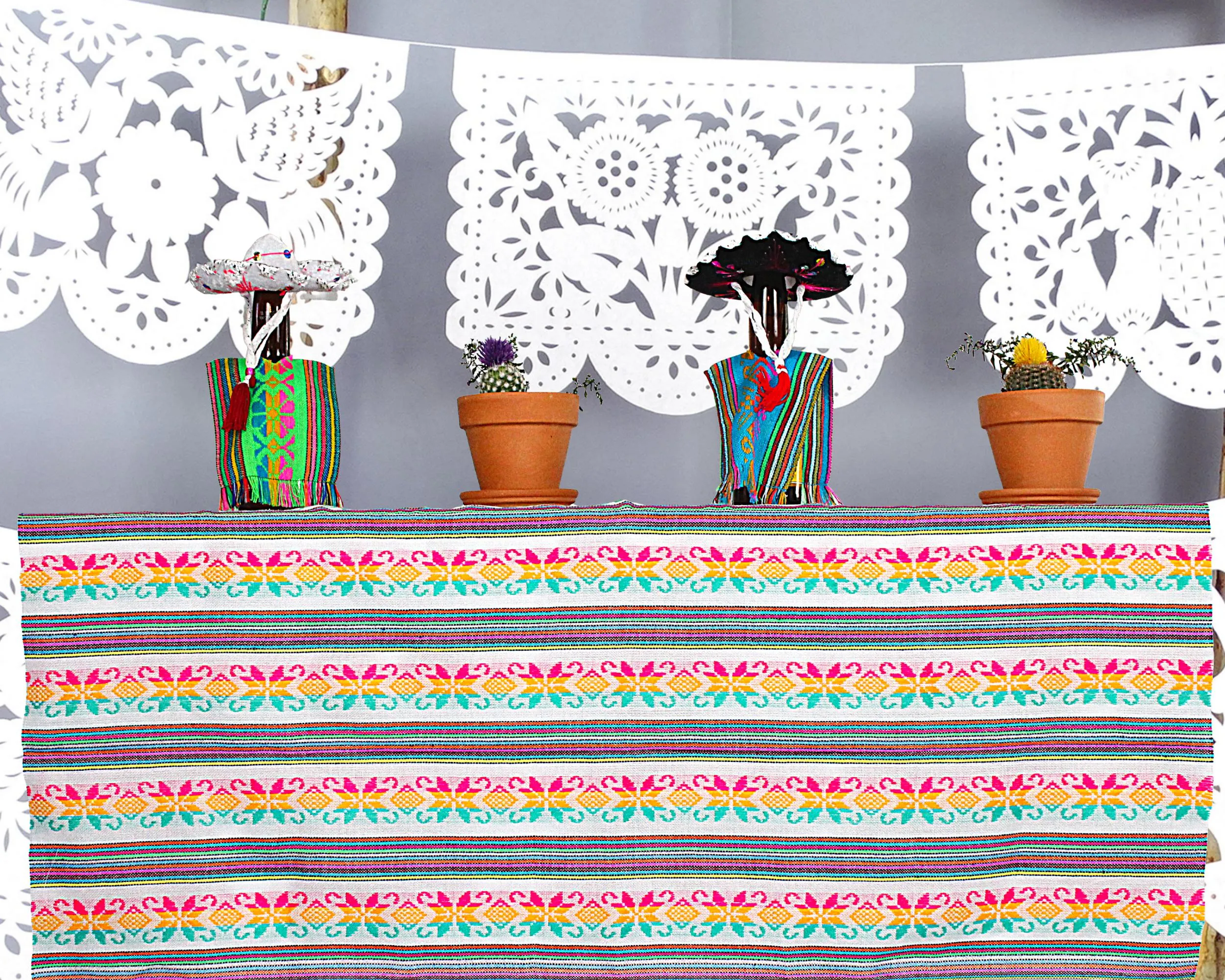 Mexican Fabric in White Tribal