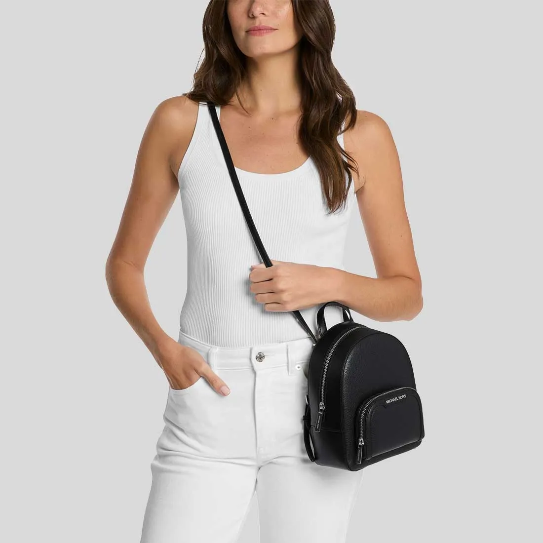 MICHAEL KORS Jaycee Extra-Small Pebbled Leather Convertible Backpack Black RB-35T2S8TB1L