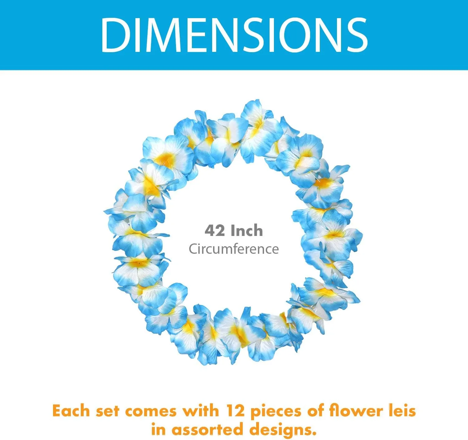 Millennial Essentials 12 Pack Thickened Hawaiian Leis Floral Necklace for Hula Dance Luau Party, Party Favors Celebrations and Decorations