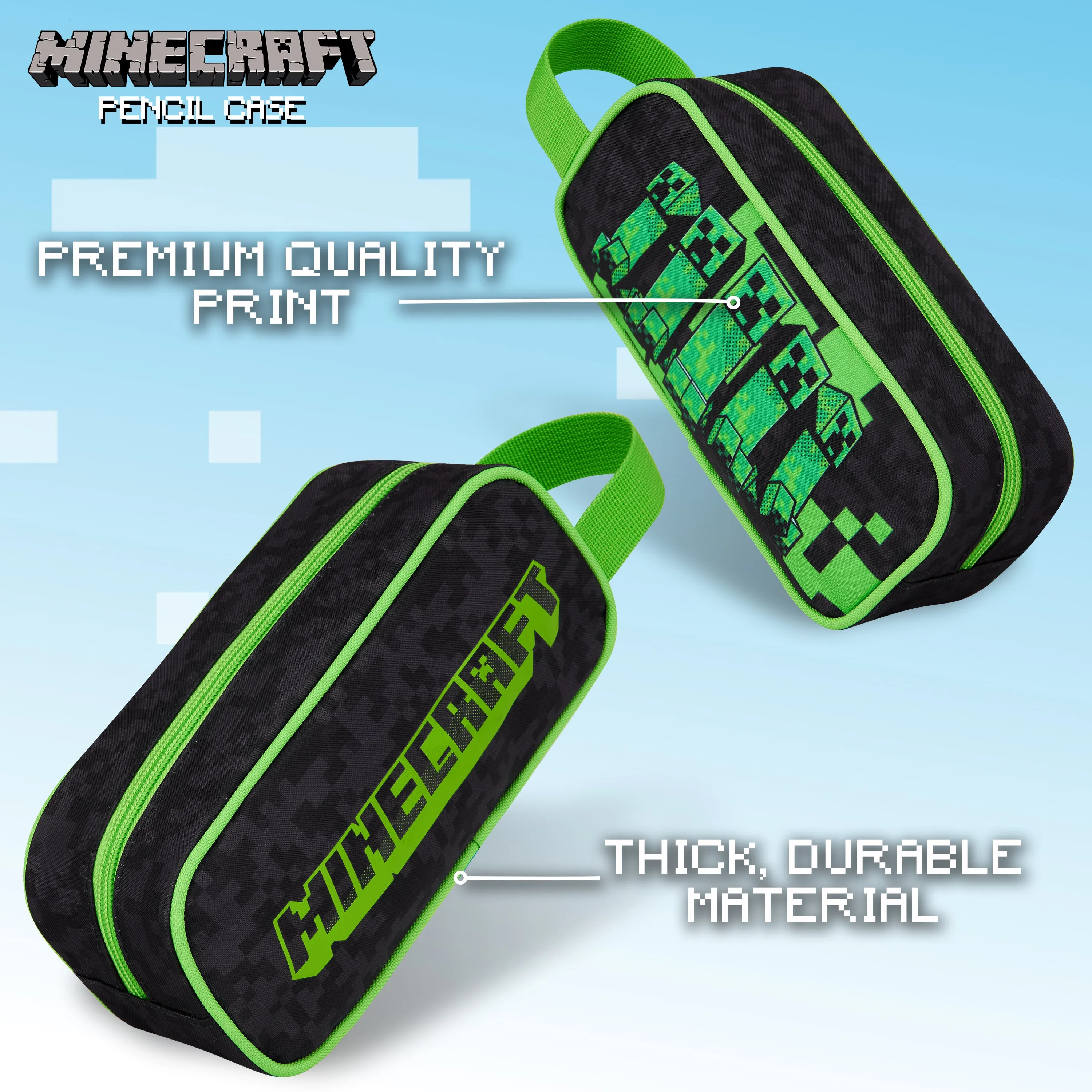 Minecraft Black Pencil Case, Black, School Supplies Pencil Cases Large Capacity