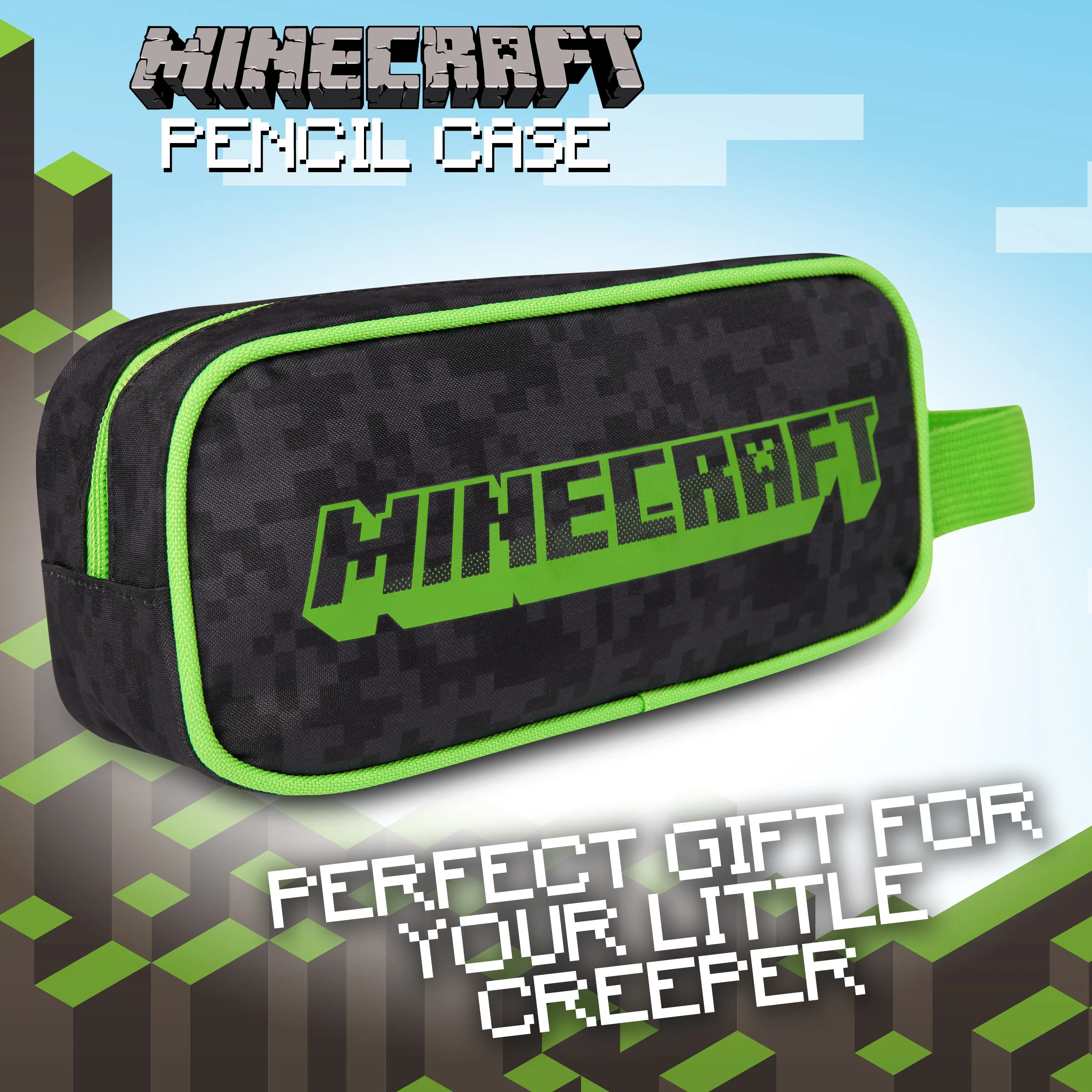 Minecraft Black Pencil Case, Black, School Supplies Pencil Cases Large Capacity