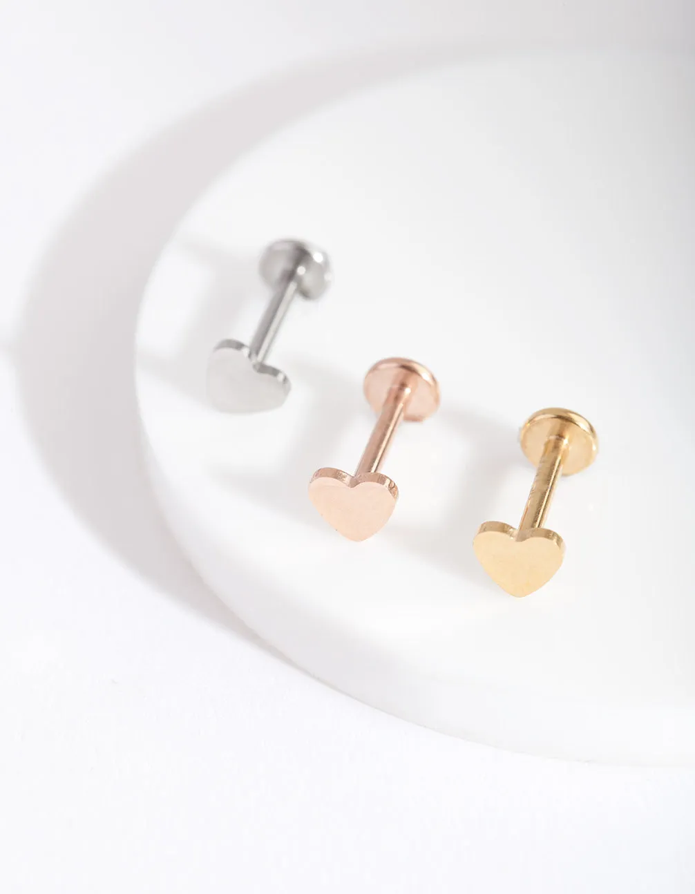 Mixed Metal Heart Flat Back Earring Pack