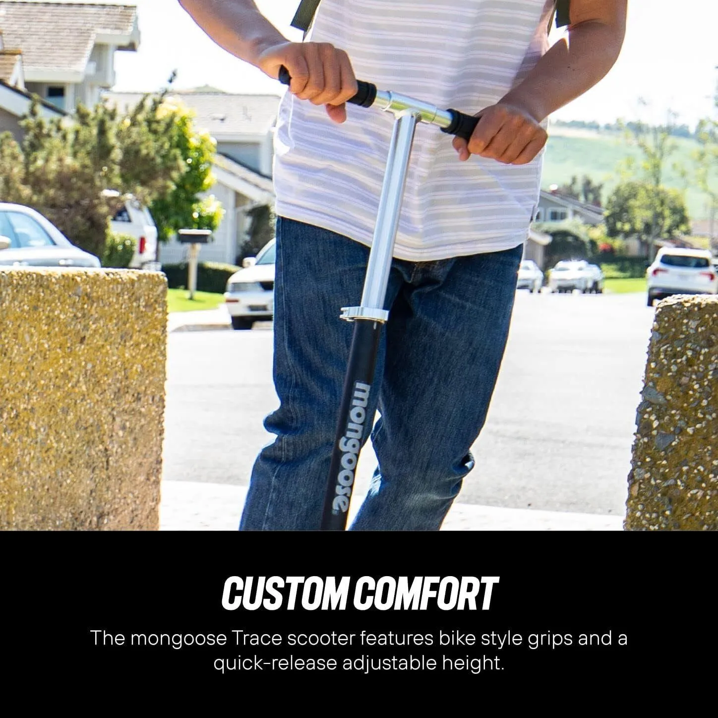 Mongoose Trace 200 Folding Push/Kick Scooter - Black & Grey