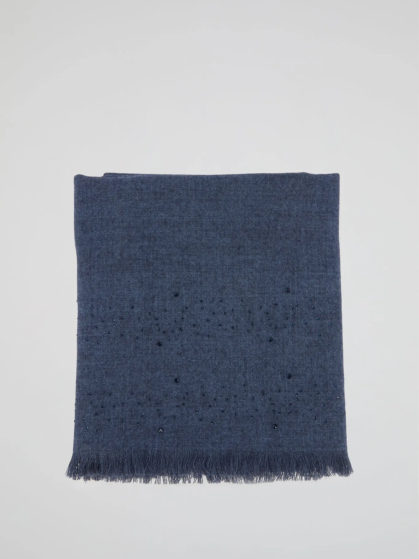 Navy Frayed Strass Stole