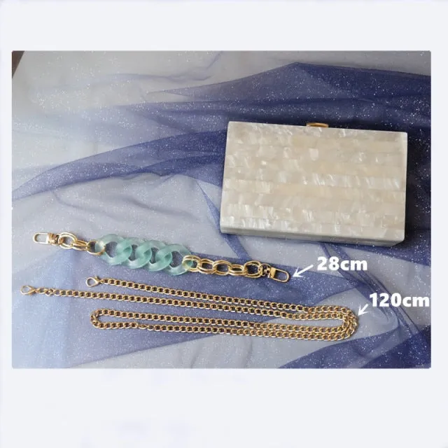 New Trendy Handbag Brand Fashion Women Bags White Striped Acrylic Luxury Party Evening Bags Woman Cute Wedding Box Clutch Purse