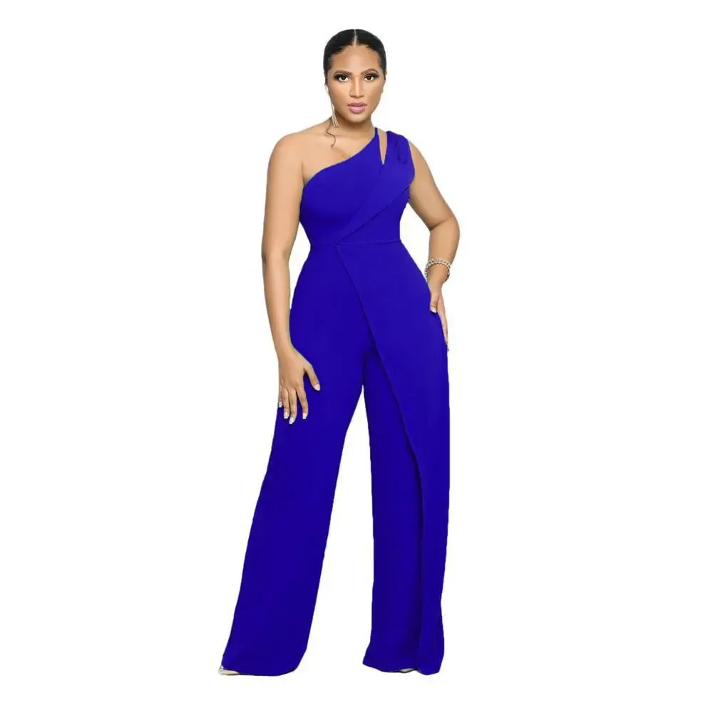 Niam One-Shoulder Draped Wide-Leg Jumpsuit