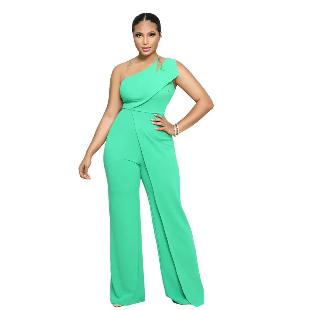 Niam One-Shoulder Draped Wide-Leg Jumpsuit