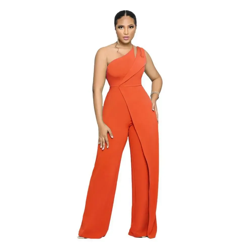 Niam One-Shoulder Draped Wide-Leg Jumpsuit