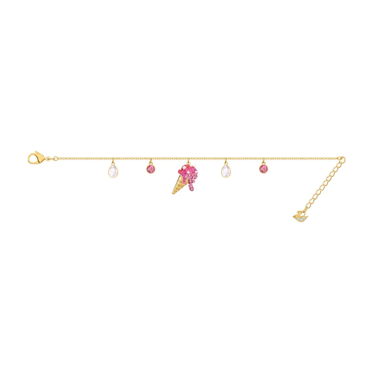 No Regrets Ice Cream Cone Multi-Colored Gold Plating Chain Bracelet