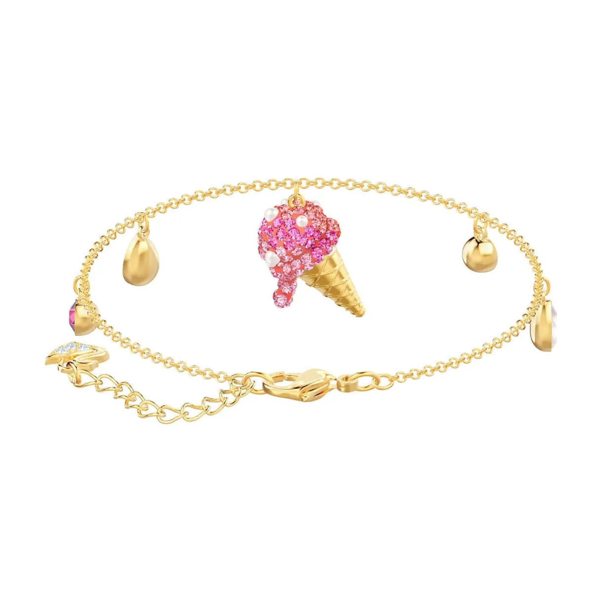 No Regrets Ice Cream Cone Multi-Colored Gold Plating Chain Bracelet