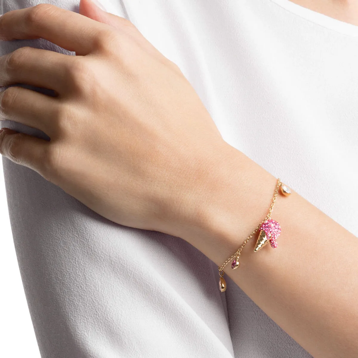 No Regrets Ice Cream Cone Multi-Colored Gold Plating Chain Bracelet
