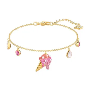 No Regrets Ice Cream Cone Multi-Colored Gold Plating Chain Bracelet