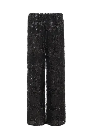 Now 60% OFF - Lexi Sequin Wide Leg Pant - Black