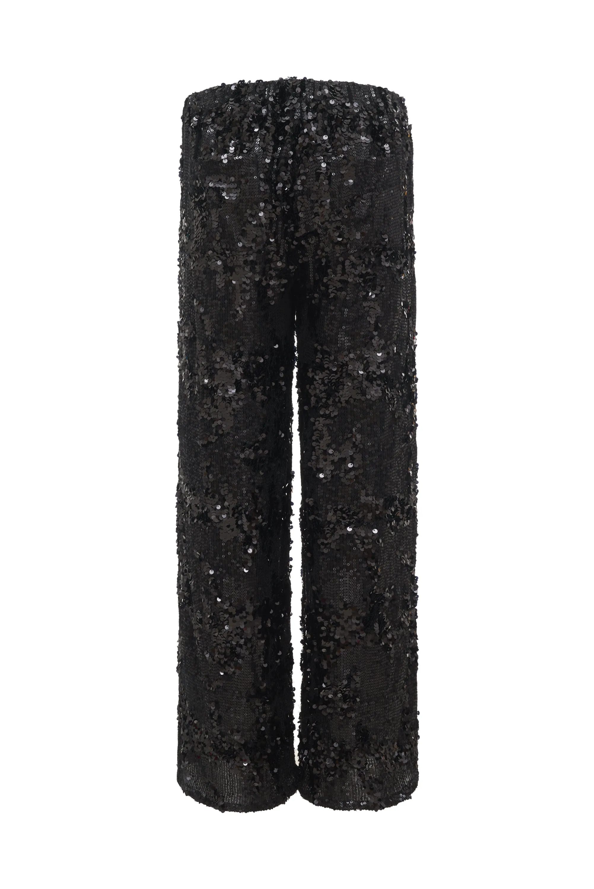 Now 60% OFF - Lexi Sequin Wide Leg Pant - Black