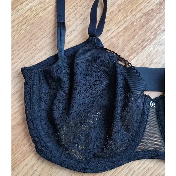 NWT Chantelle c Jolie floral lace demi underwire bra black romantic adjustable