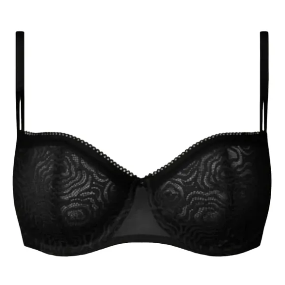 NWT Chantelle c Jolie floral lace demi underwire bra black romantic adjustable